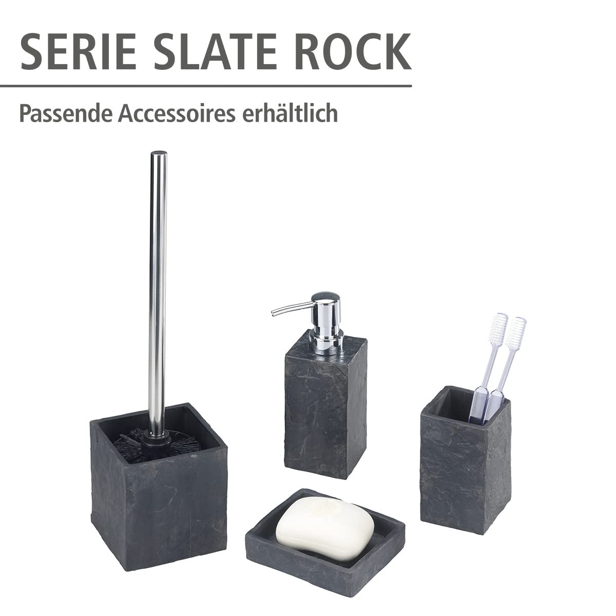 wenko-zahnputzbecher-slate-rock-anthrazit-6-x-10-5-x-6-cm-kunststoff image 6