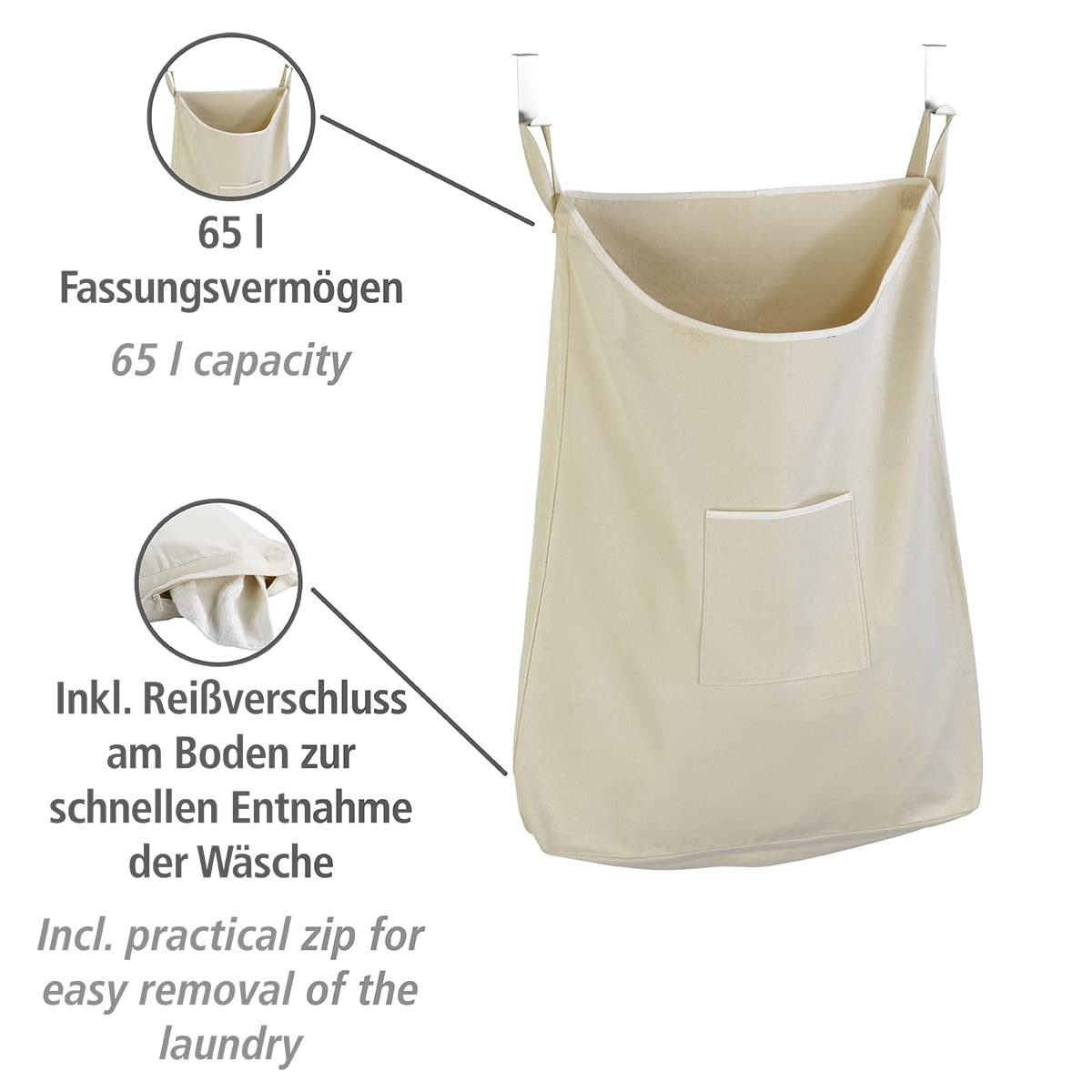 wenko-ber-t-r-w-schesammler-canguro-beige-w-schesack-baumwolle-65-l-52-x-81-x-10 image 2