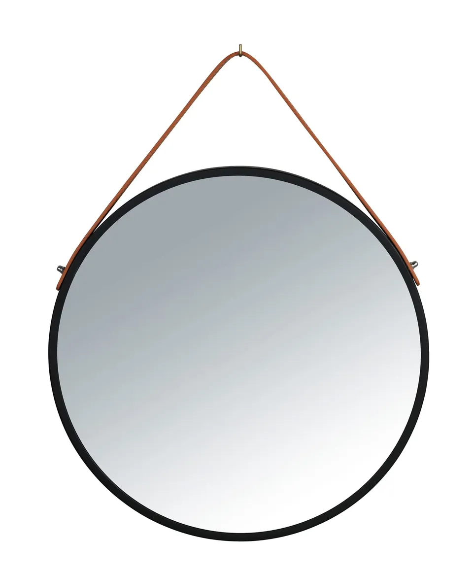 wenko-borrone-wandspiegel-rund-40-cm-schwarz-mit-gurt image 1