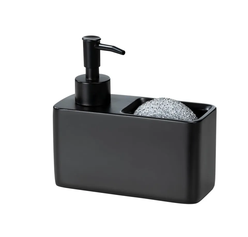 wenko-resa-sp-lmittelspender-150-ml-mit-schwammfach-polyresin-14-5-x-14-3-x-6-cm image 1