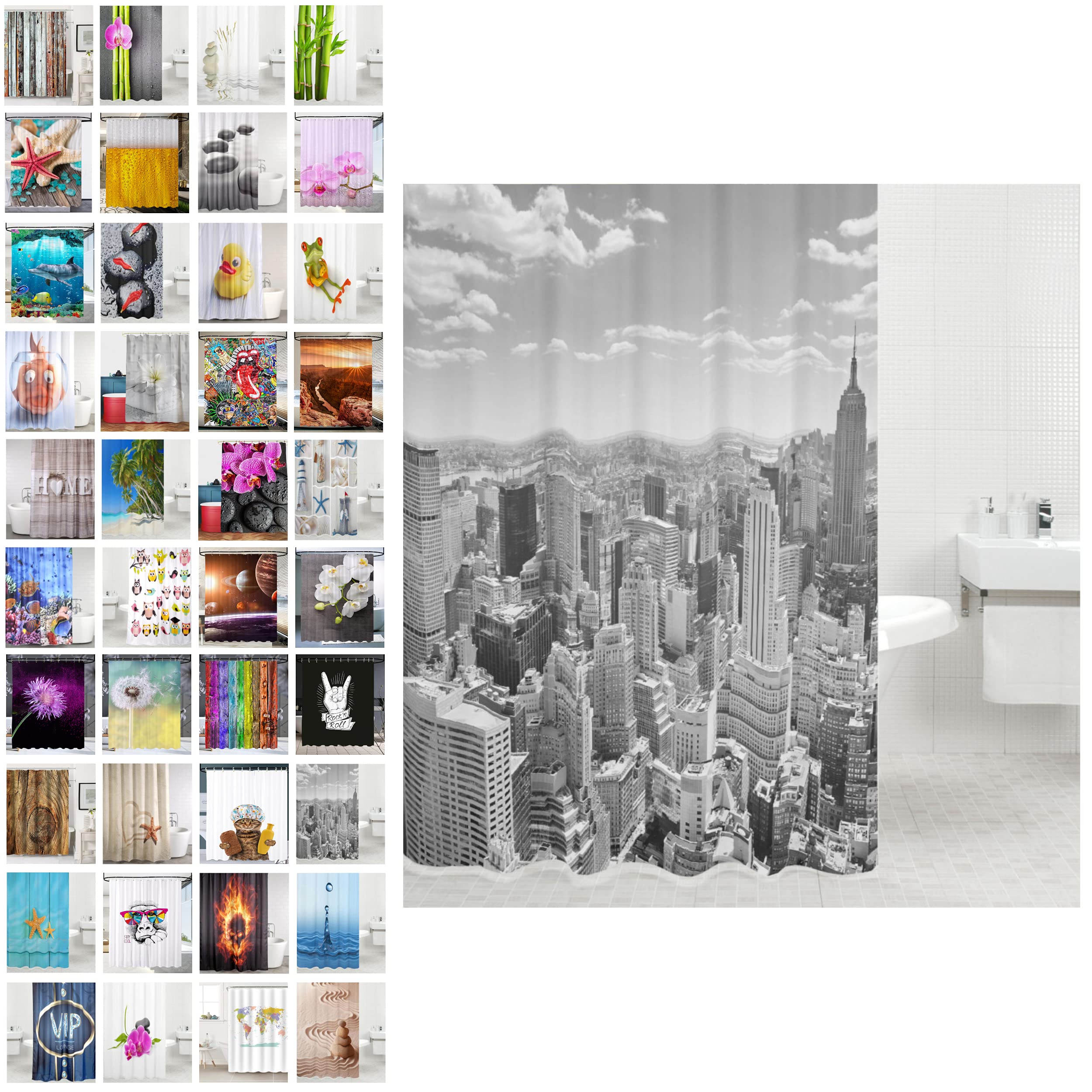 sanilo-duschvorhang-skyline-new-york-180-x-180-cm-wasserdicht-inkl-12-ringe image 1