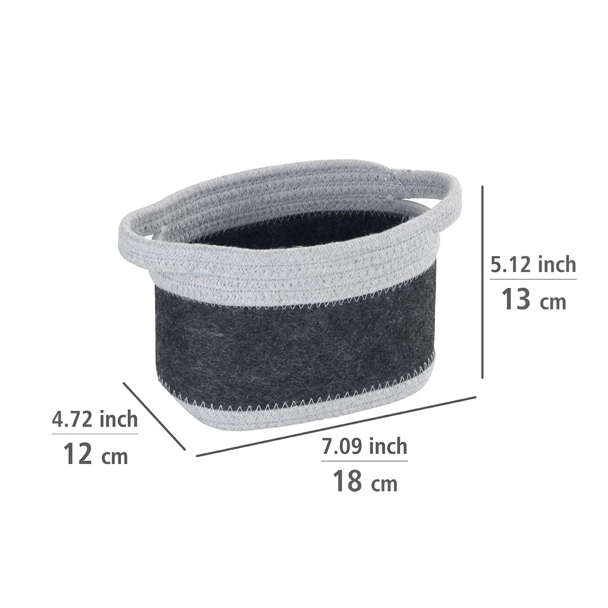 wenko-filzkorb-bea-s-aufbewahrungskorb-dunkelgrau-hellgrau-2-5-l-18-x-13-x-12-cm image 4