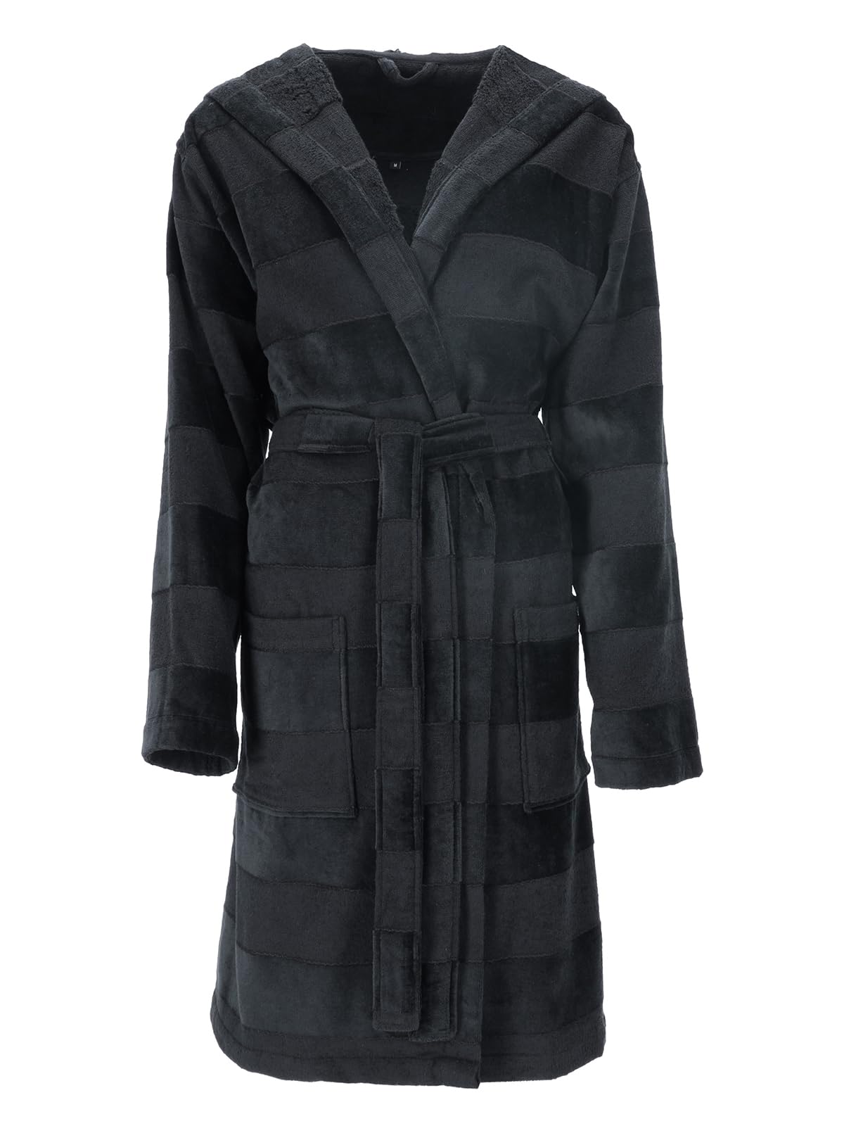 vossen-santiago-unisex-kapuzen-bademantel-schwarz-100-baumwolle-350-g-m image 1