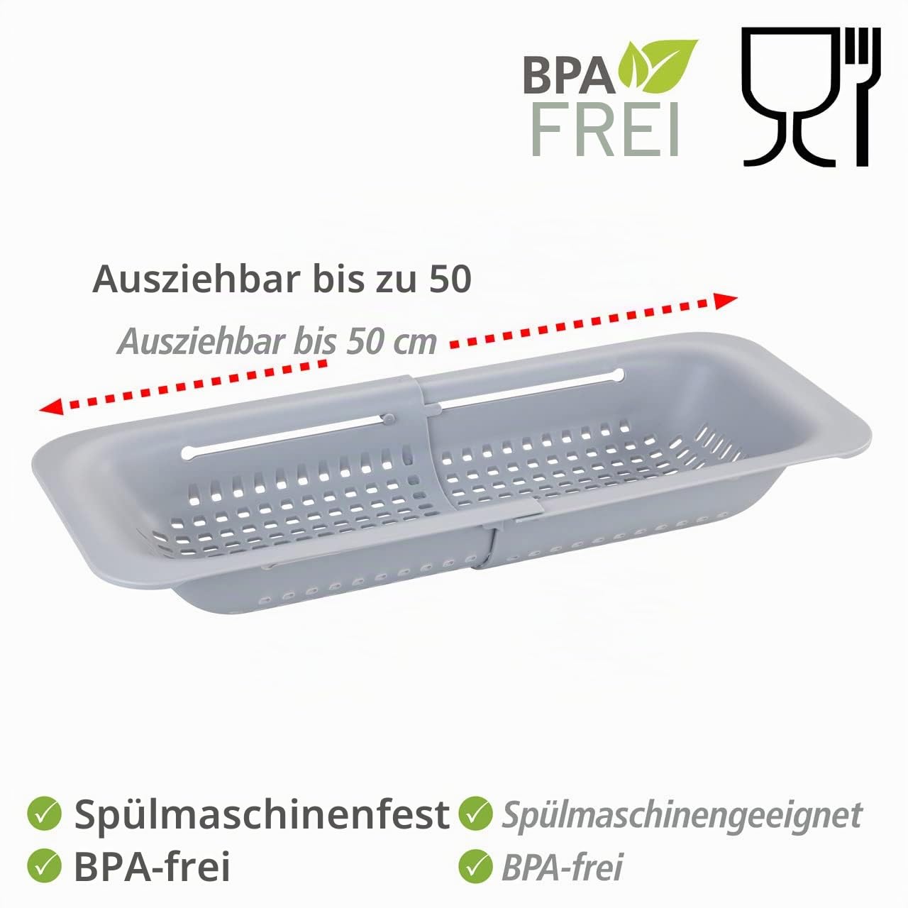 wenko-sp-lbecken-sieb-sivo-ausziehbar-bis-50-cm-hellgrau image 3