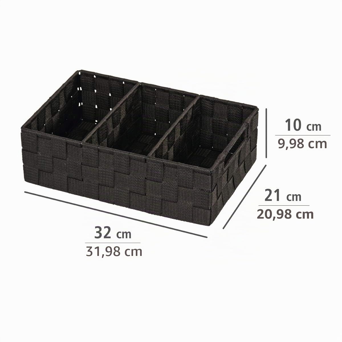 wenko-adria-organizer-aufbewahrungskorb-3-f-cher-32-x-10-x-21-cm-schwarz image 4