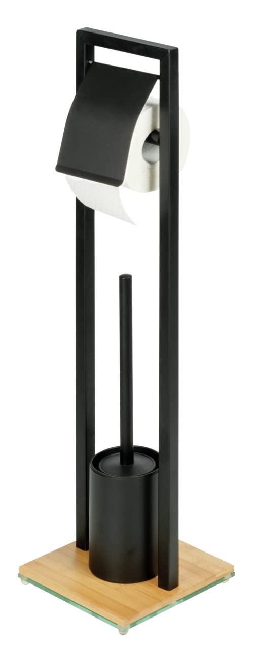 wenko-bambusa-stand-wc-garnitur-18x72-5x18-cm-schwarz-natur image 1