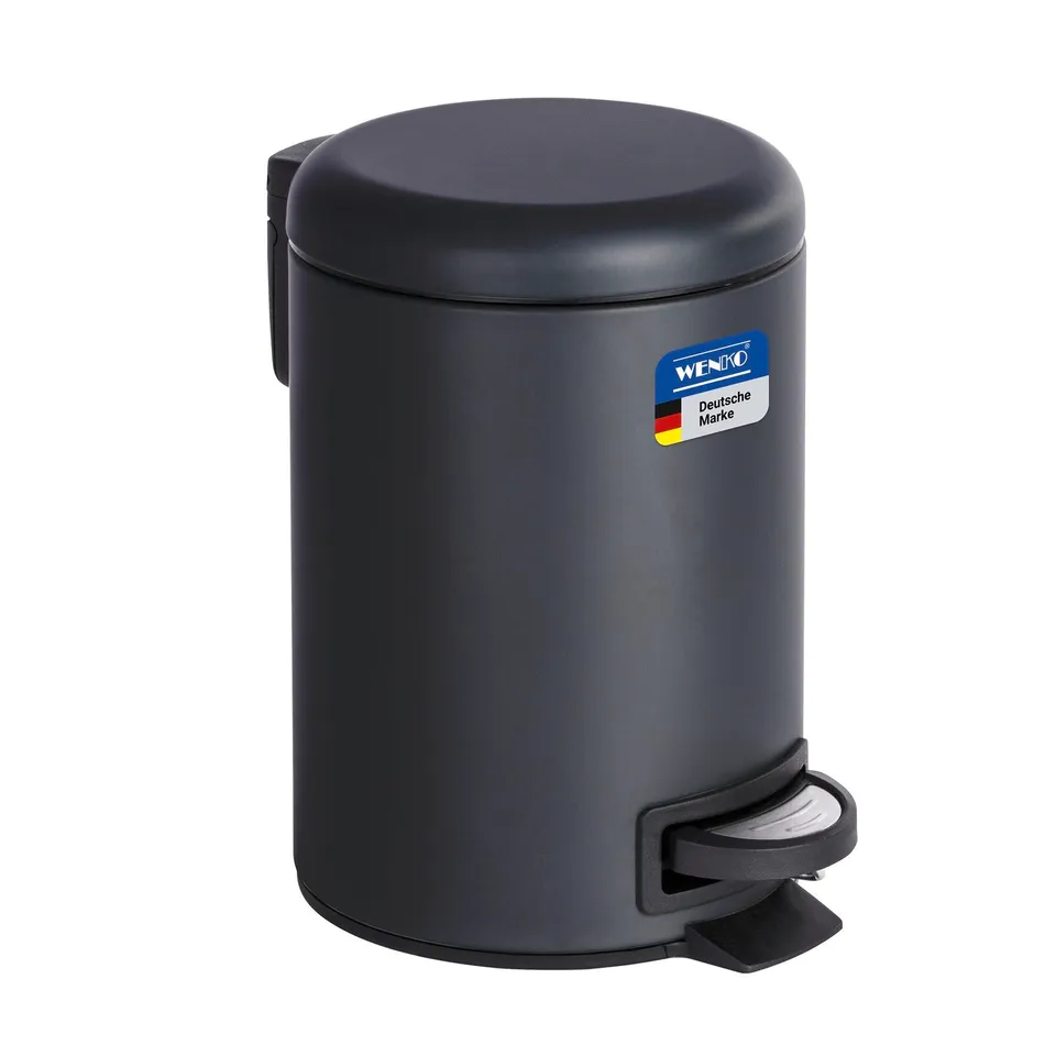 wenko-kosmetikeimer-leman-3-liter-schwarz-matt-mit-tretfunktion image 1