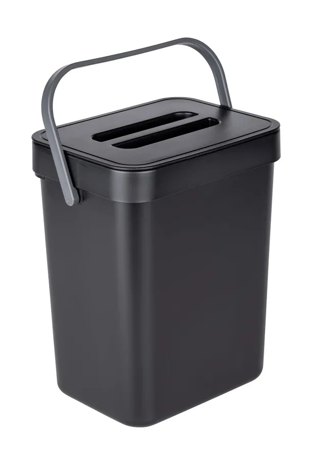 wenko-abfallsammler-tago-mit-griff-5-liter-m-lleimer-schwarz-21x24x17-cm image 1