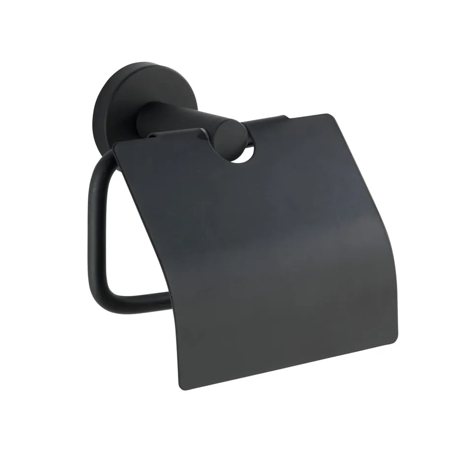 wenko-wc-papierhalter-bosio-black-mit-deckel-edelstahl-schwarz-matt-15-x-13-5-x- image 1
