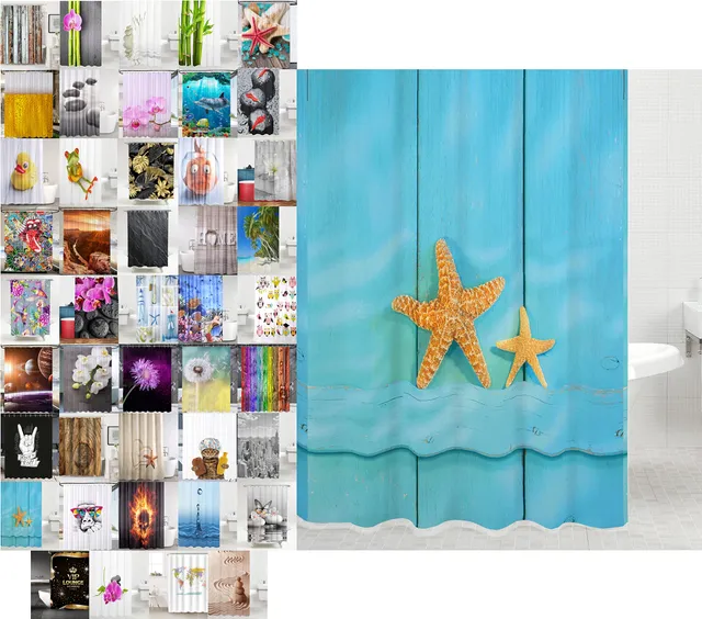 sanilo-duschvorhang-starfish-180-x-180-cm-inkl-12-ringe-wasserdicht image 1