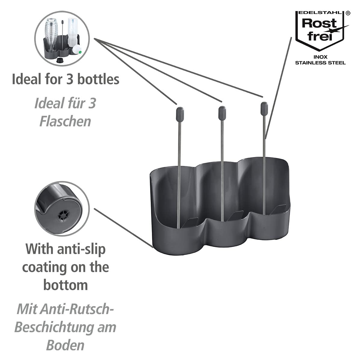 wenko-flaschenhalter-filia-f-r-3-flaschen-abtropfst-nder-29-x-27-x-12-5-cm image 2