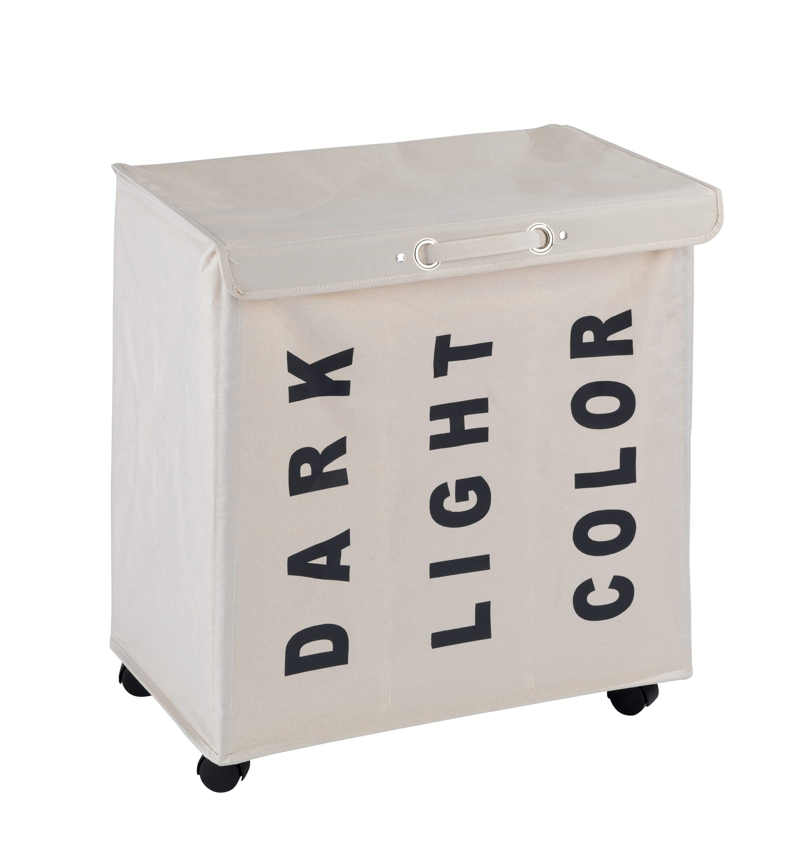 wenko-w-schesammler-trivo-beige-w-schekorb-mit-deckel-rollen-und-3-f-chern-116-l image 1