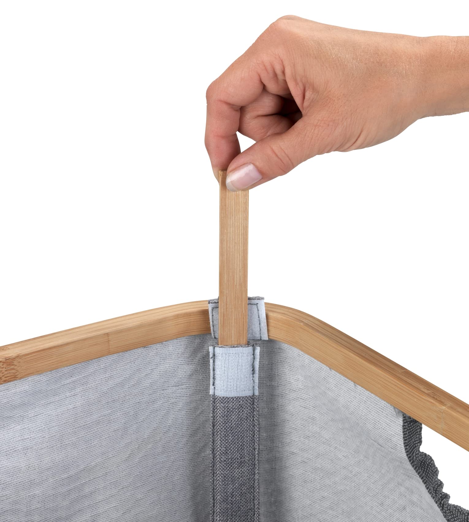 wenko-bahari-aufbewahrungskorb-20-l-bambus-polyester-grau-38x26x20-cm image 7