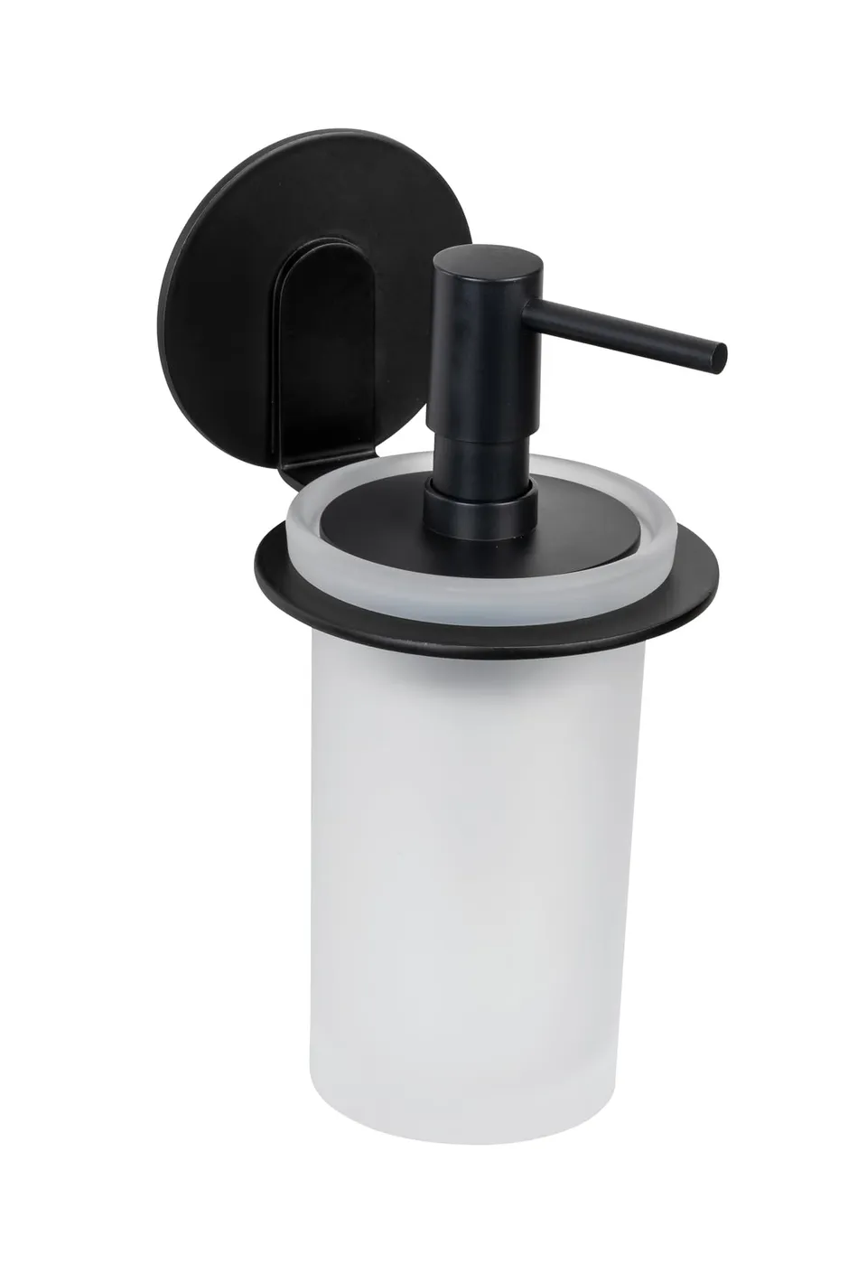 wenko-turbo-loc-bivio-black-matt-seifenspender-150-ml-wandmontiert-schwarz image 1