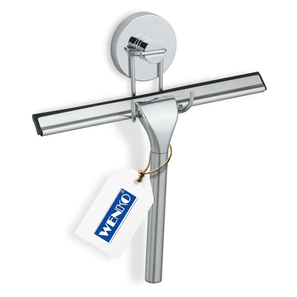 wenko-vacuum-loc-duschabzieher-25-cm-edelstahl-mit-vakuum-haken-ohne-bohren image 1