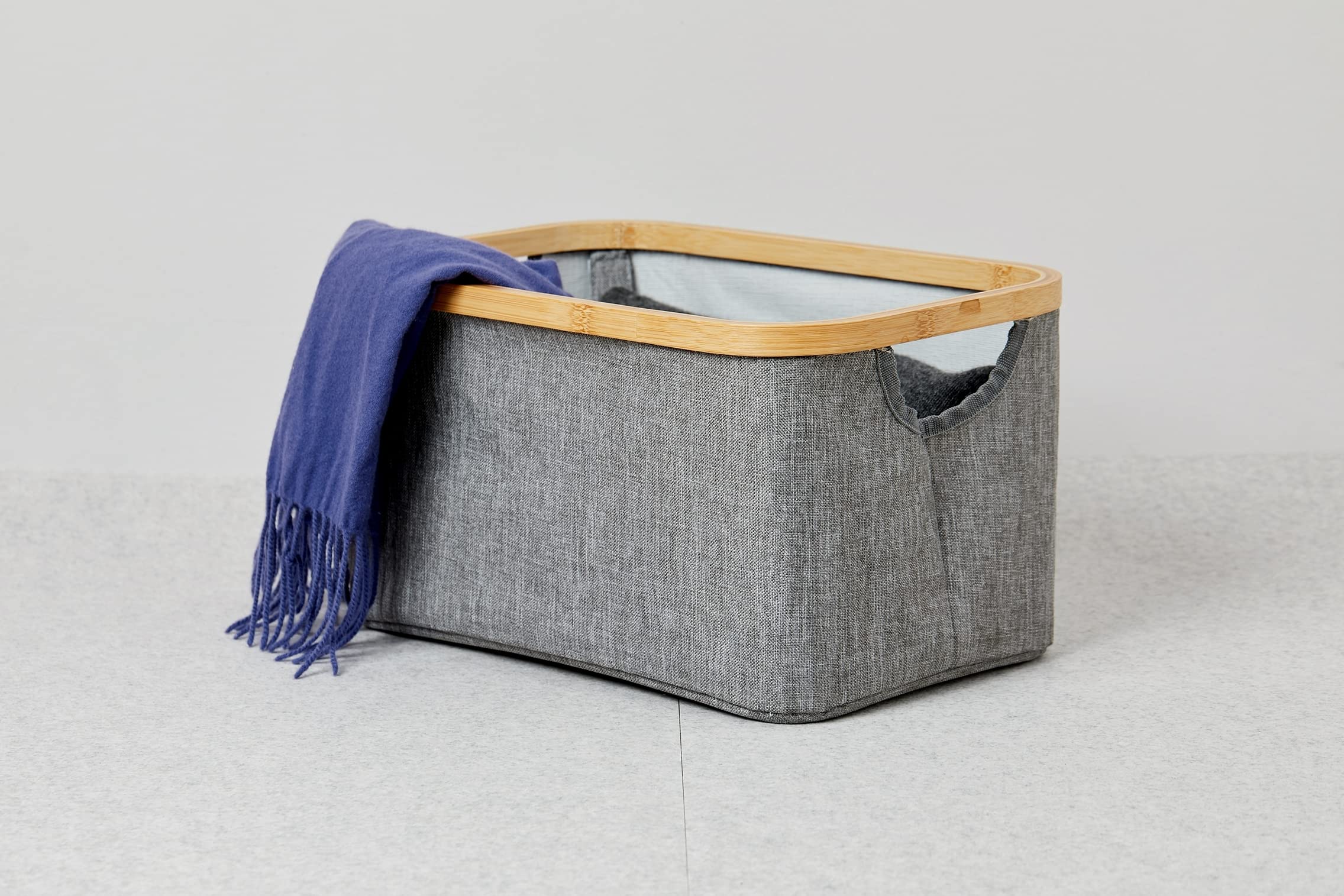 wenko-bahari-aufbewahrungskorb-20-l-bambus-polyester-grau-38x26x20-cm image 8