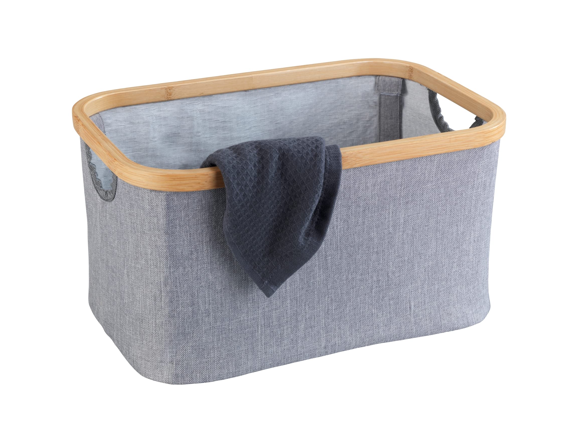 wenko-bahari-aufbewahrungskorb-20-l-bambus-polyester-grau-38x26x20-cm image 4