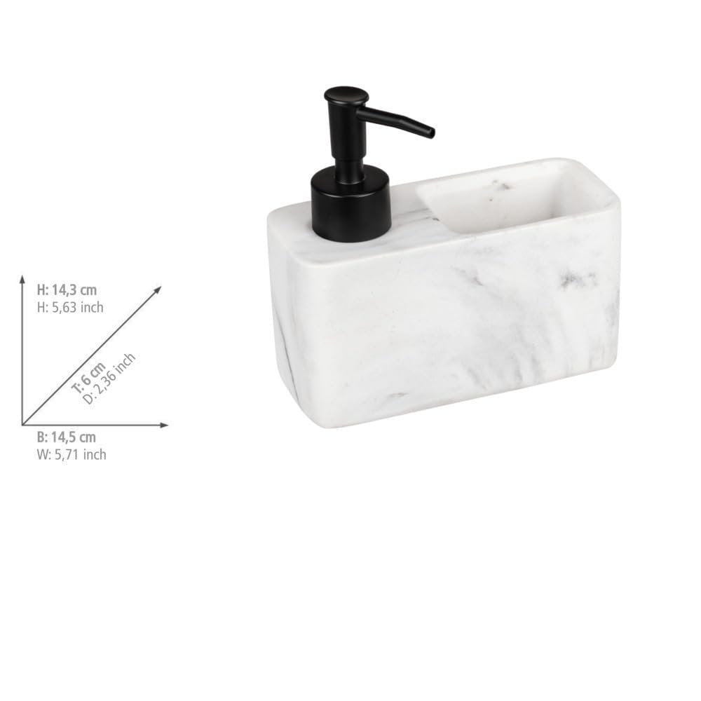 wenko-resa-sp-lmittelspender-150-ml-marmoroptik-mit-schwammfach-wei-schwarz image 6