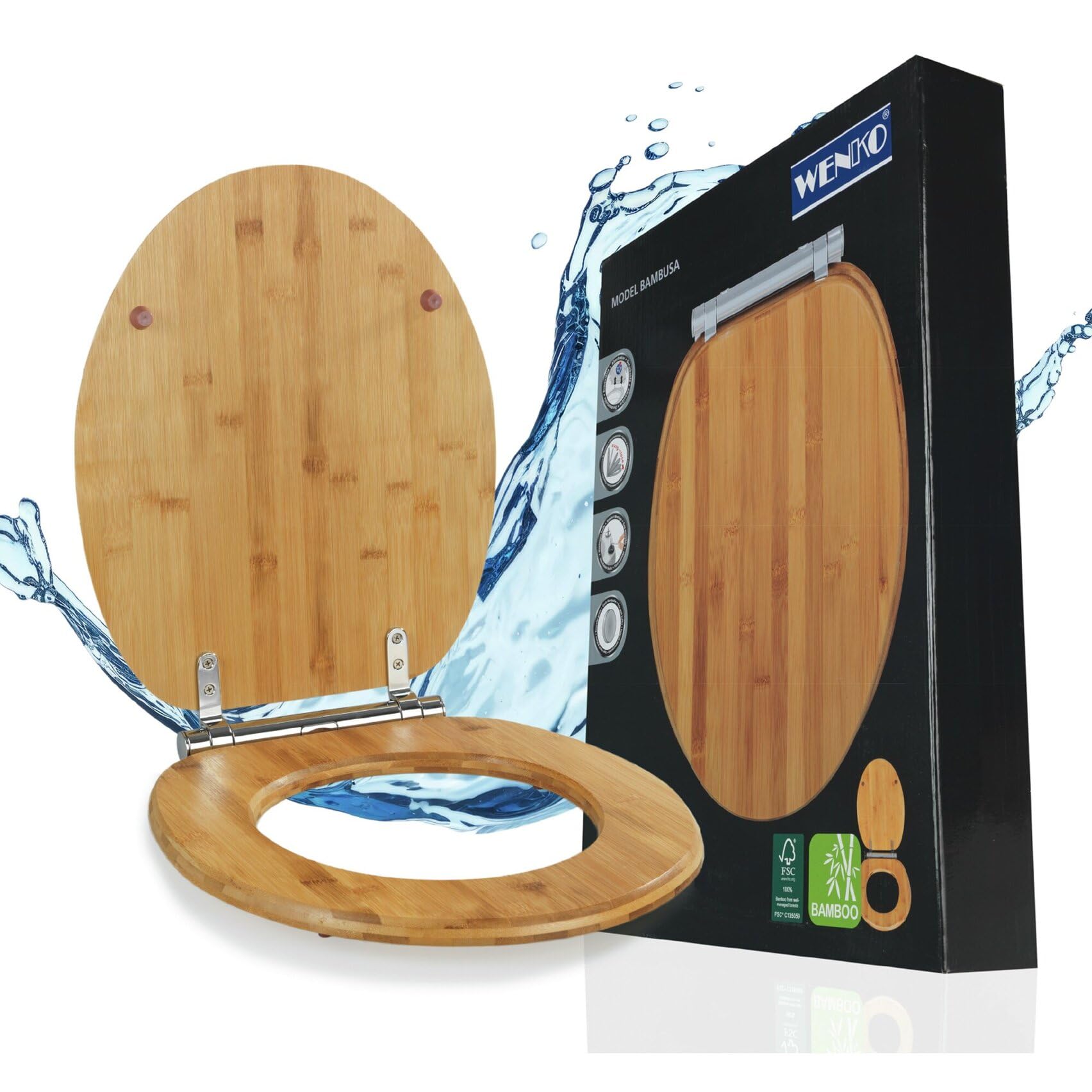 wenko-bambusa-wc-sitz-braun-bambus-toilettendeckel-oval-mit-absenkautomatik-bis- image 1