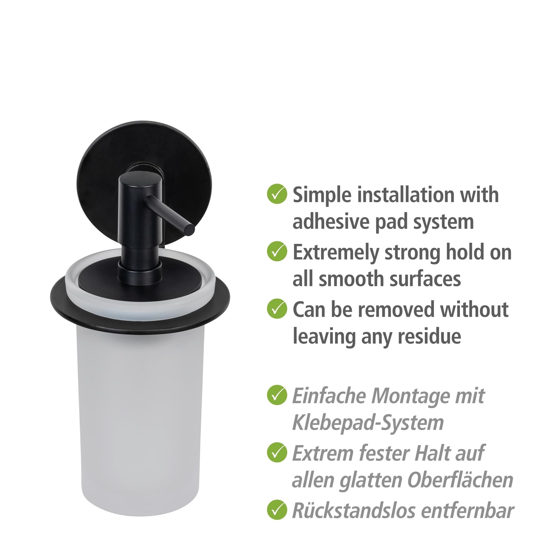wenko-turbo-loc-bivio-black-matt-seifenspender-150-ml-wandmontiert-schwarz image 4