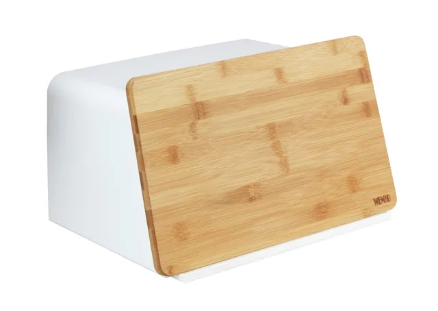 wenko-brotkasten-kubo-mit-bambusbrett-brotaufbewahrungsbox-35-x-20-5-x-26-cm-wei image 1