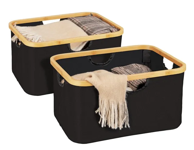wenko-korb-ecori-2er-set-28-l-bambus-rpet-natur-schwarz image 1