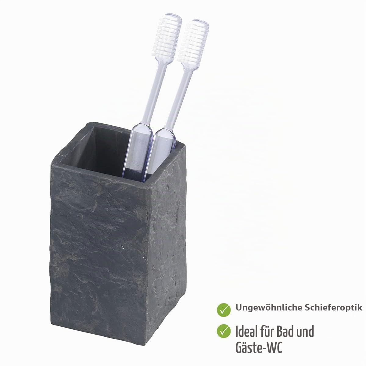 wenko-zahnputzbecher-slate-rock-anthrazit-6-x-10-5-x-6-cm-kunststoff image 3