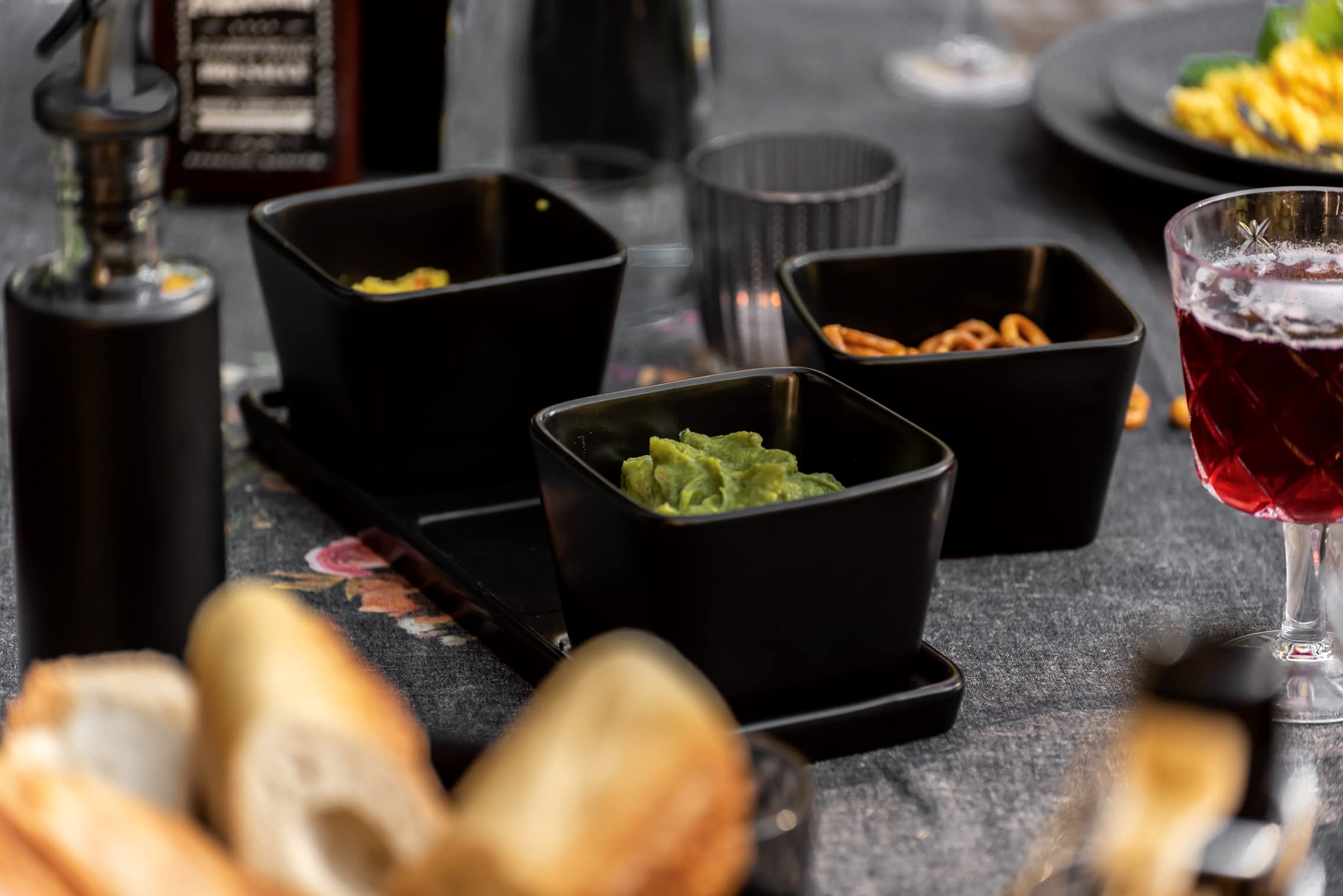 wenko-black-outdoor-kitchen-snack-dip-schalen-set-4-teilig-keramik-schwarz-3x-30 image 4