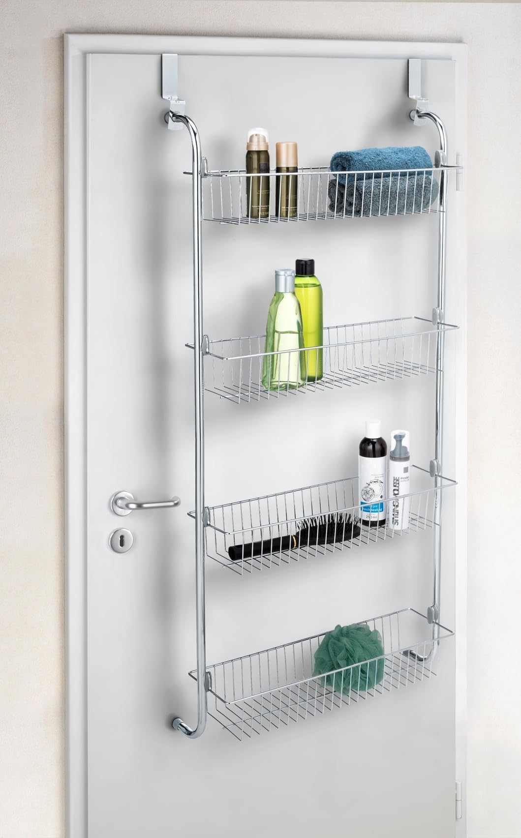 wenko-t-rregal-xl-mit-4-k-rben-h-ngeregal-50-x-109-x-14-cm-verchromt image 2