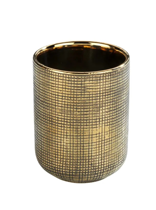 wenko-rivara-zahnputzbecher-aus-keramik-gold-7-5-x-9-5-cm image 1