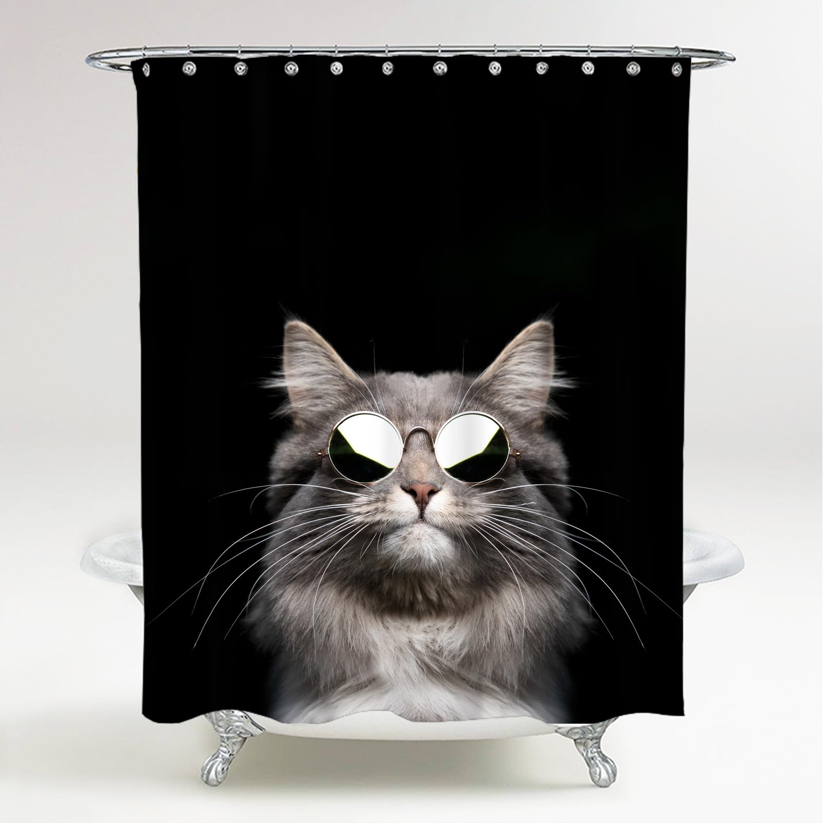 sanilo-duschvorhang-cool-cat-180x200-cm-mit-12-ringen-wasserdicht image 2