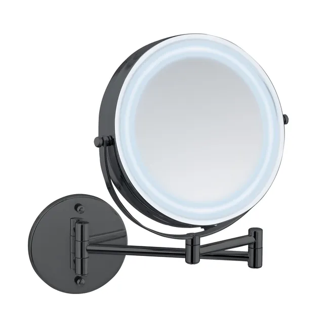 wenko-power-loc-lumi-led-wandspiegel-kosmetikspiegel-5-fach-17-5-cm-schwarz image 1
