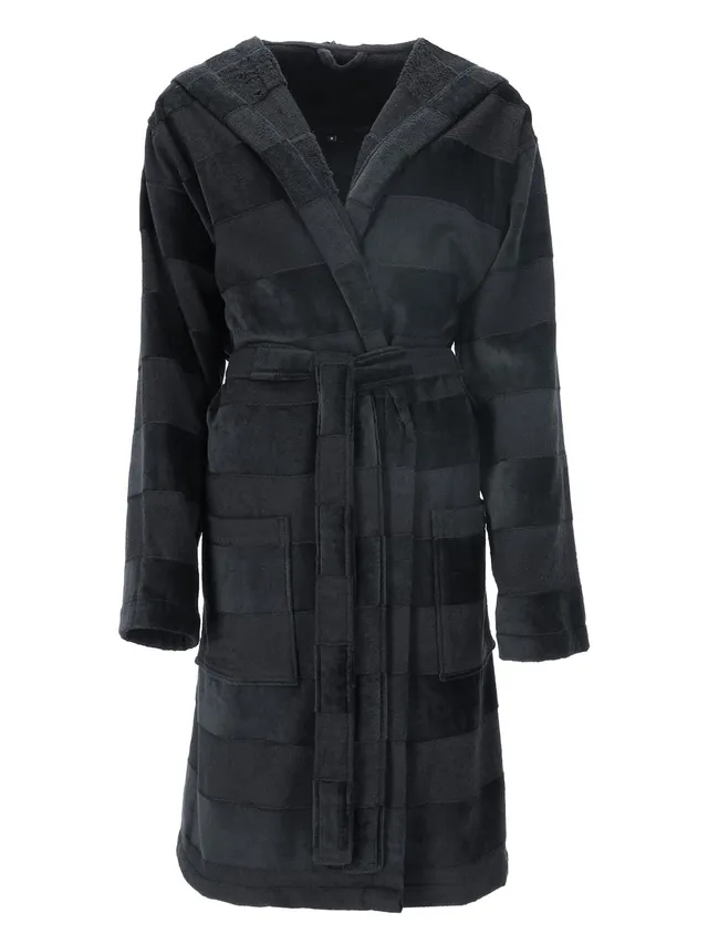 vossen-santiago-unisex-kapuzen-bademantel-schwarz-100-baumwolle-350-g-m image 1