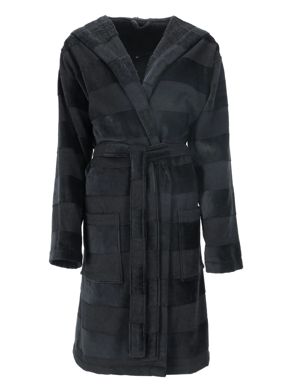 vossen-santiago-unisex-kapuzen-bademantel-schwarz-100-baumwolle-350-g-m image 1
