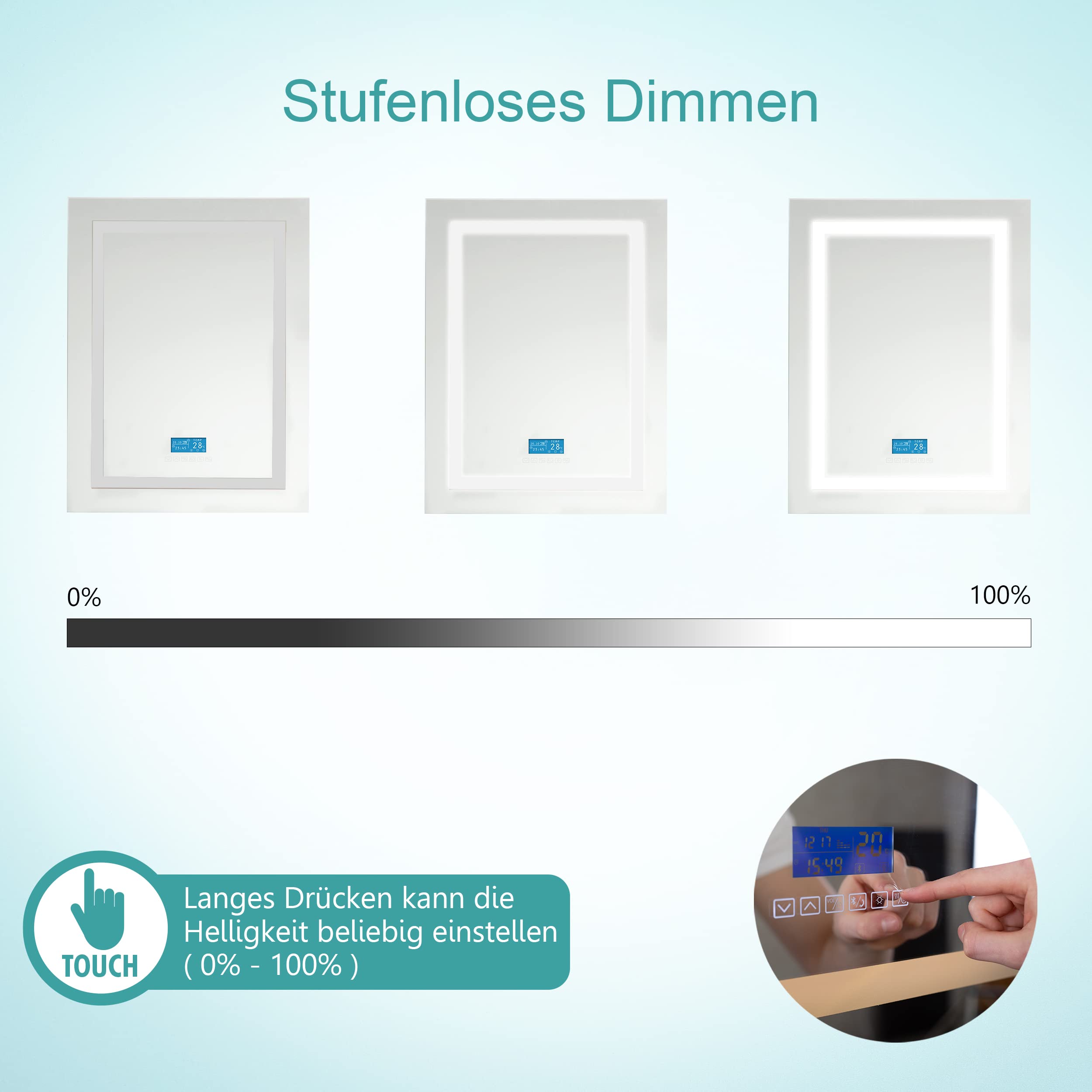 ridder-wandspiegel-sissi-80x60-cm-mit-led-bluetooth-anti-beschlag-touch-dimmer image 7