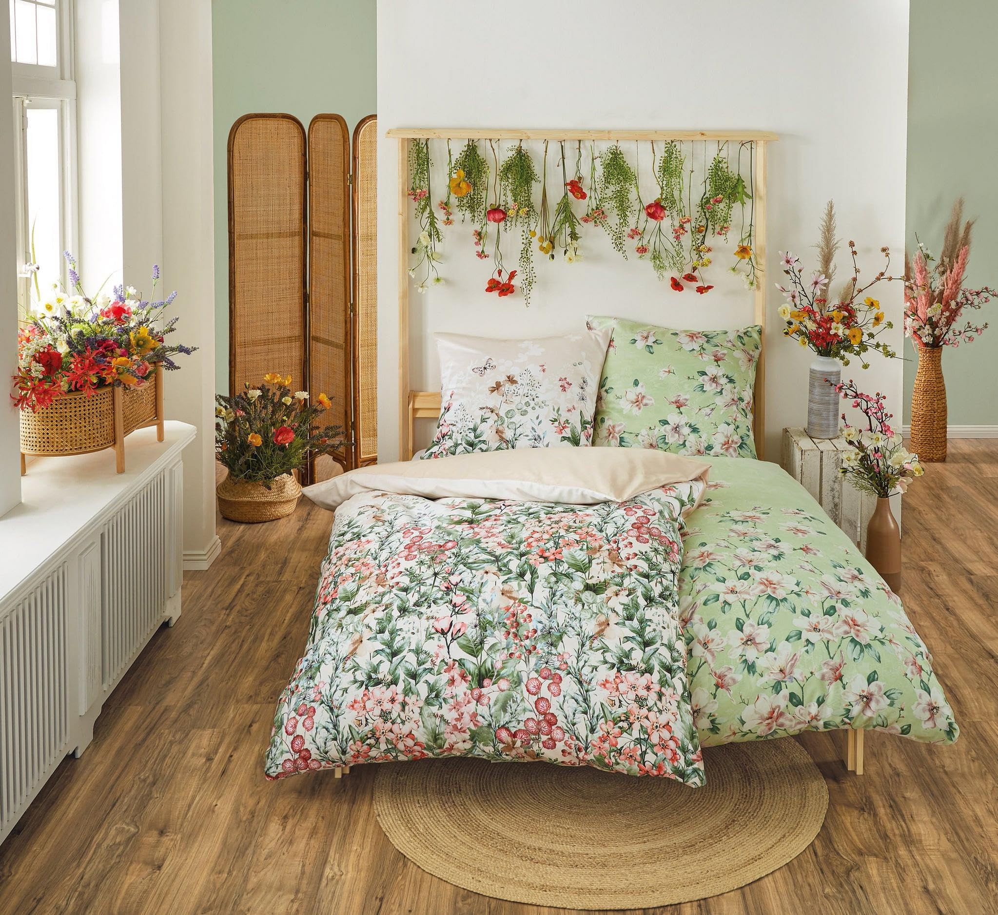 kleine-wolke-bettw-sche-satin-magnolia-distel-155-x-220-cm-80-x-80-cm image 2