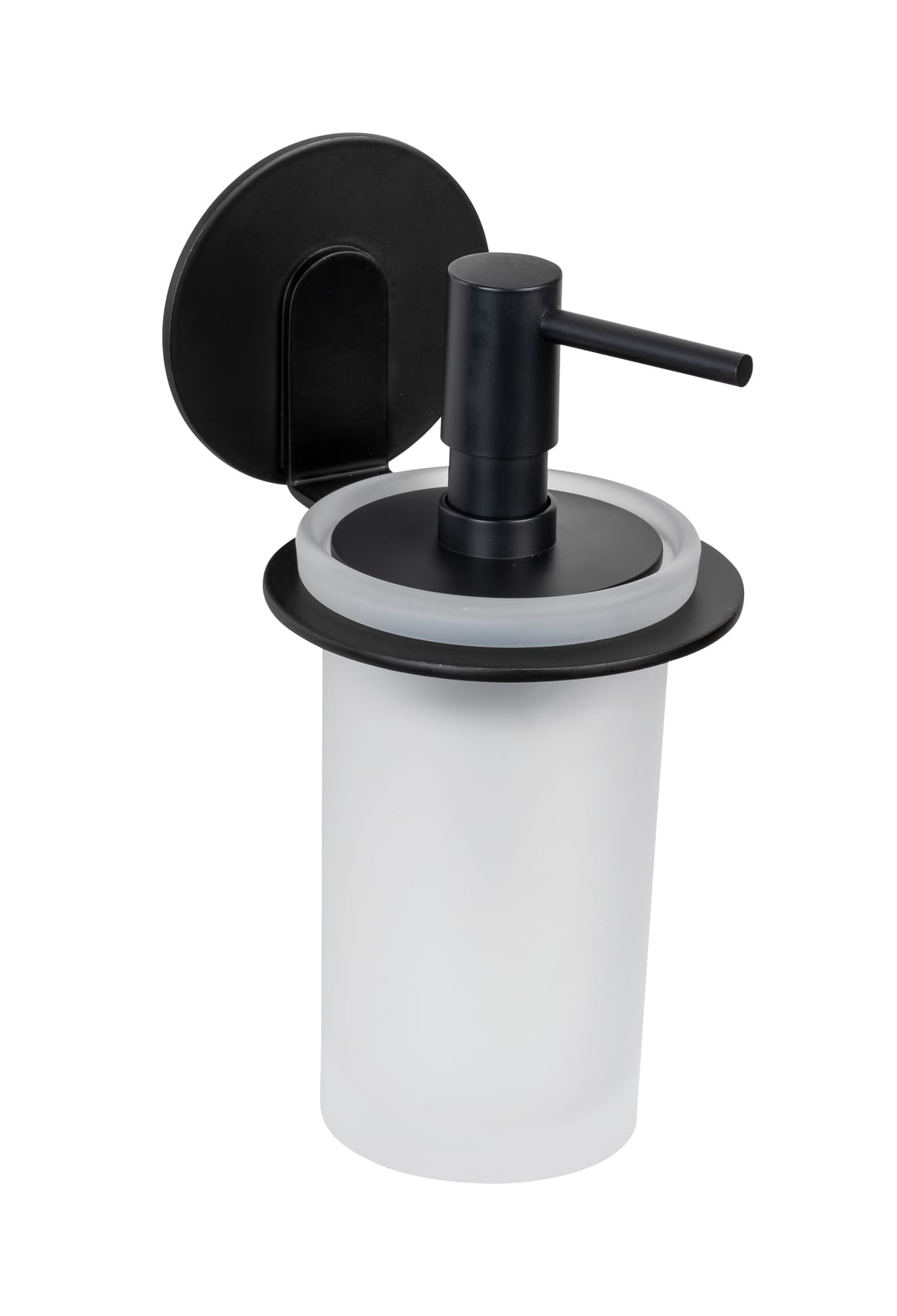 wenko-turbo-loc-bivio-black-matt-seifenspender-150-ml-wandmontiert-schwarz image 1