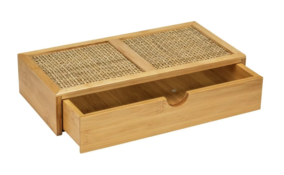 wenko-badbox-allegre-mit-schublade-28-x-6-x-14-cm-bambus-rattan-box-natur image 1