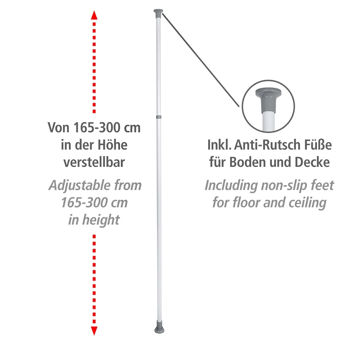 wenko-herkules-teleskopsystem-stange-165-300-cm-wei-grau image 2