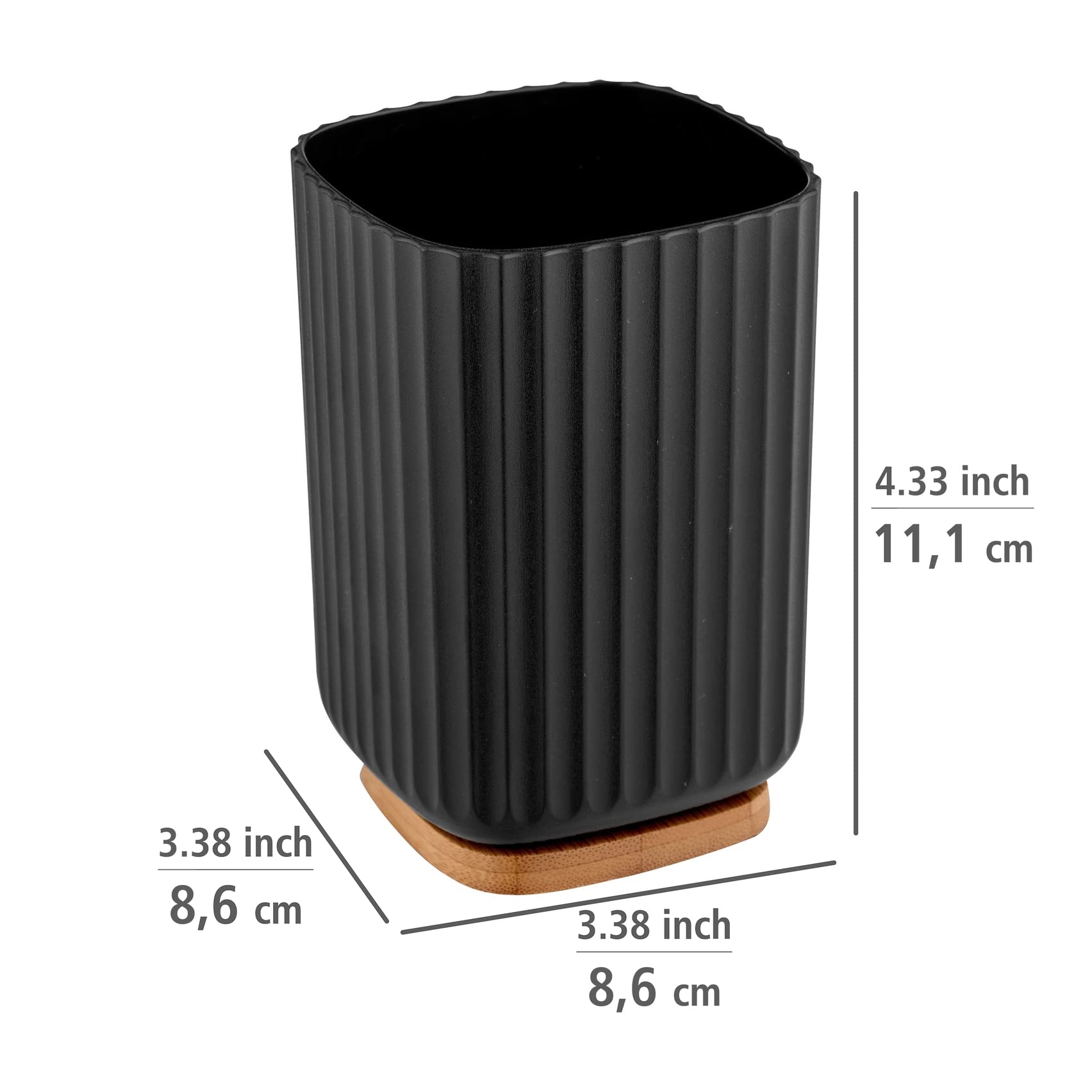 wenko-rotello-zahnputzbecher-kunststoff-bambus-schwarz-natur-8-6-x-11-1-cm image 4