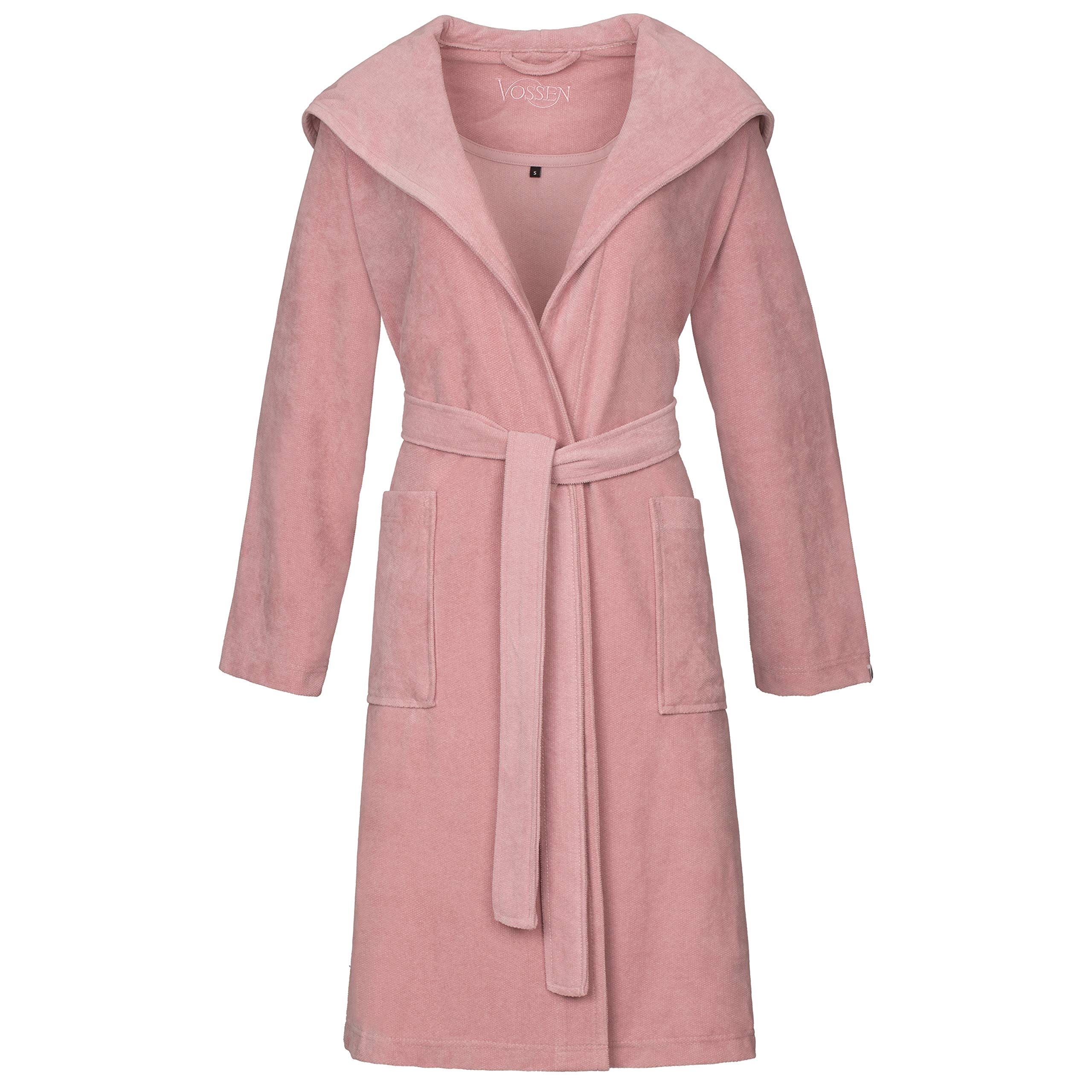 vossen-damen-bademantel-gina-graphit-gr-e-l-mit-kapuze-100-cm-bindeg-rtel image 4