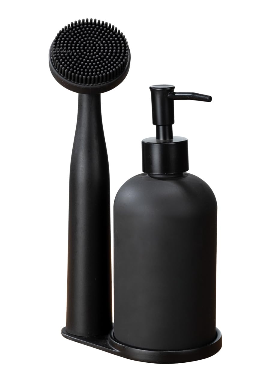wenko-piedo-3-teiliges-sp-l-set-mit-sp-lmittelspender-400-ml-schwarz image 1