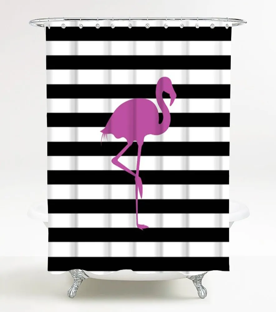 sanilo-duschvorhang-flamingo-180-x-200-cm-wasserdicht-mit-ringen image 1