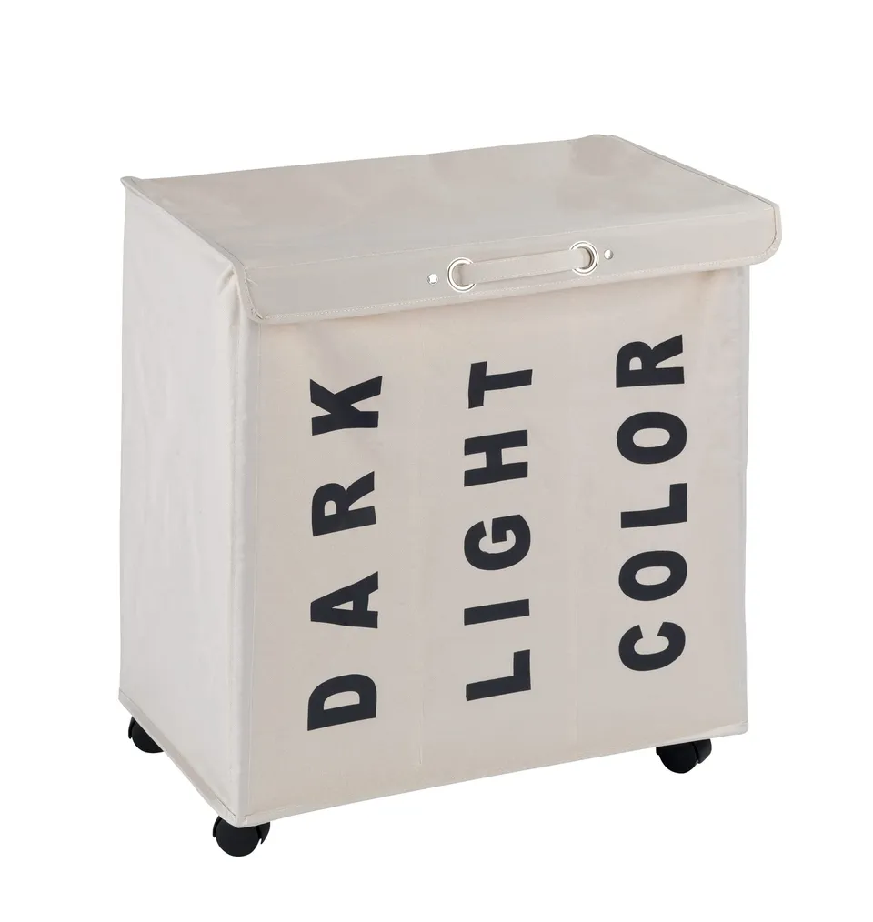 wenko-w-schesammler-trivo-beige-w-schekorb-mit-deckel-rollen-und-3-f-chern-116-l image 1