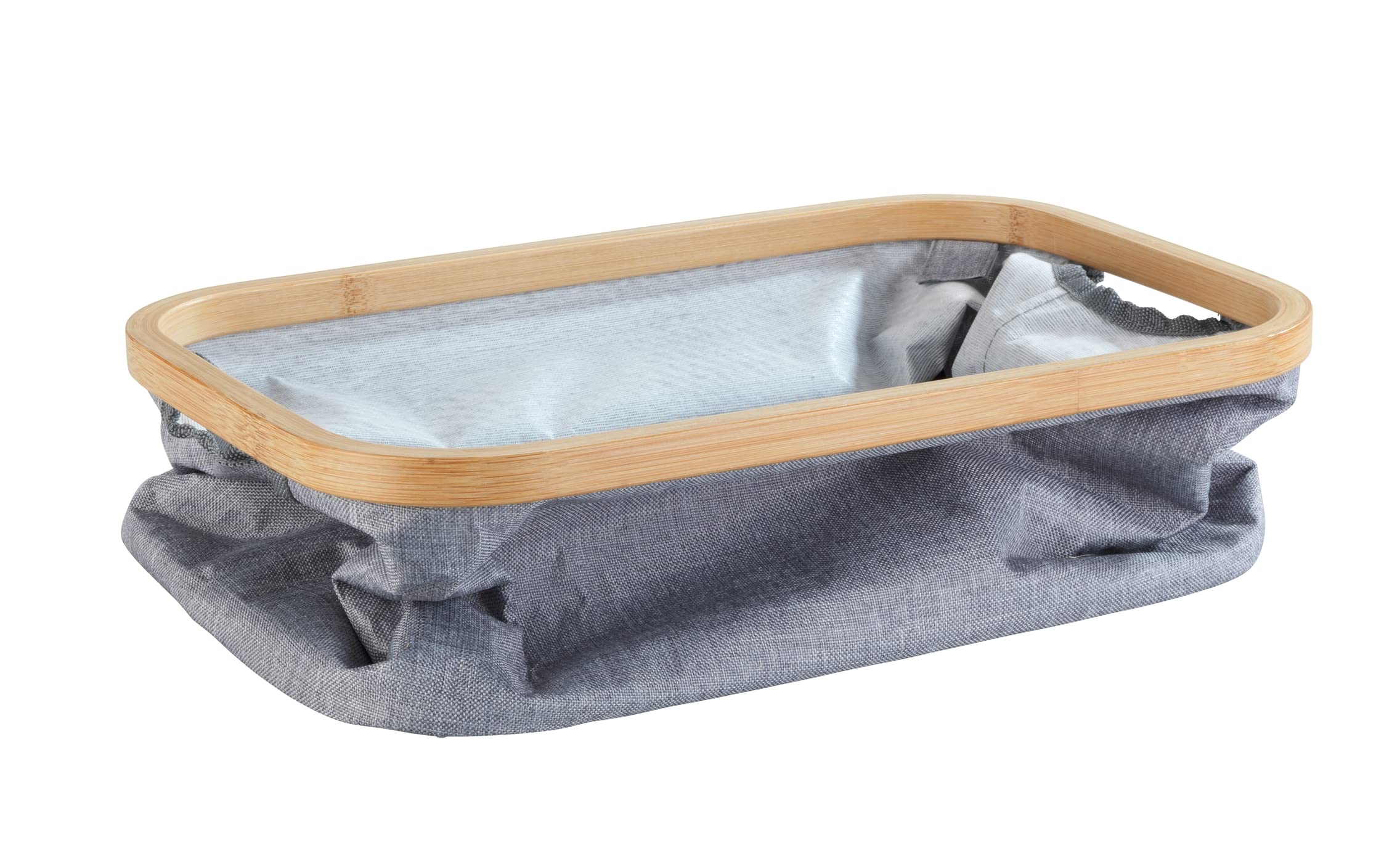 wenko-bahari-aufbewahrungskorb-20-l-bambus-polyester-grau-38x26x20-cm image 2