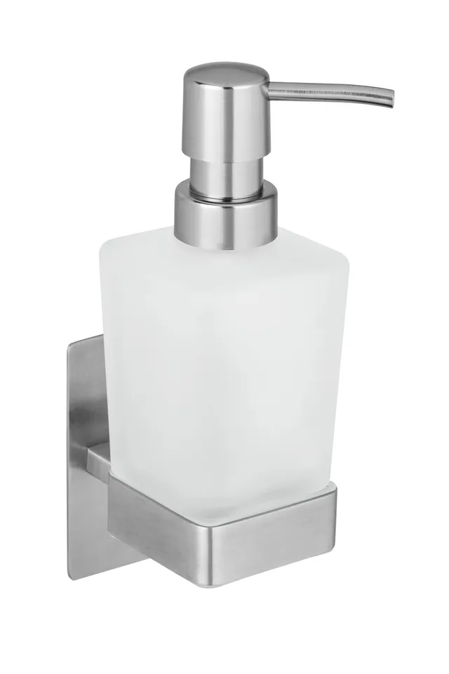 wenko-seifenspender-genova-matt-200-ml-edelstahl-glas-6-2x19-7x9-cm image 1