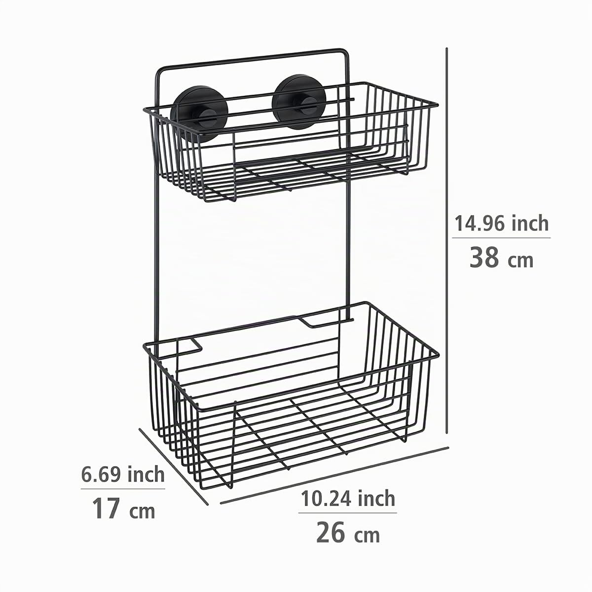 wenko-bari-wandregal-2-etagen-vacuum-loc-26x38x17-cm-schwarz image 5
