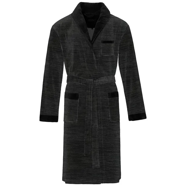 vossen-herren-bademantel-alberto-black-gr-e-m-schalkragen-aus-nikivelours image 1