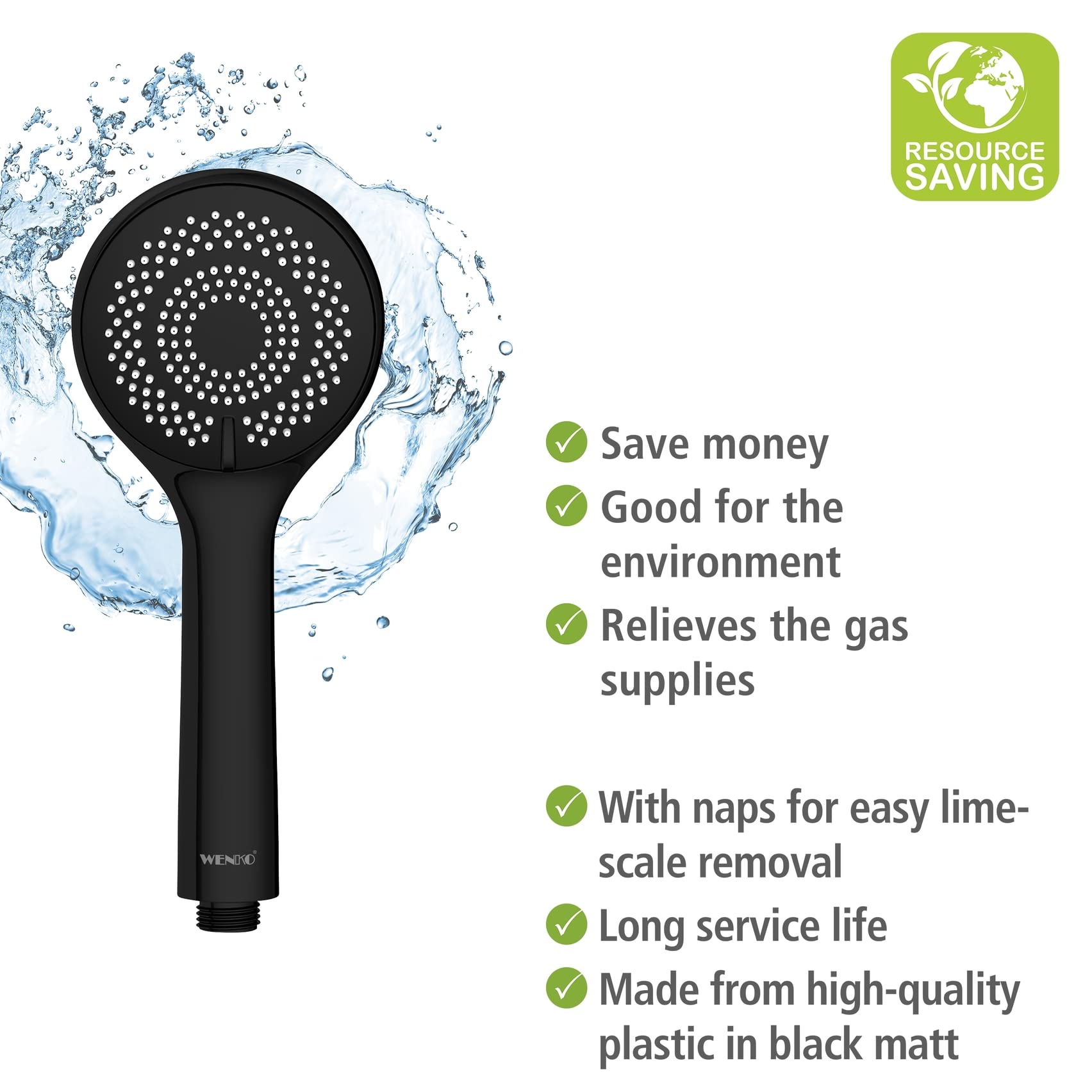 wenko-watersaving-wasserspar-duschkopf-9-5-cm-schwarz-matt image 4