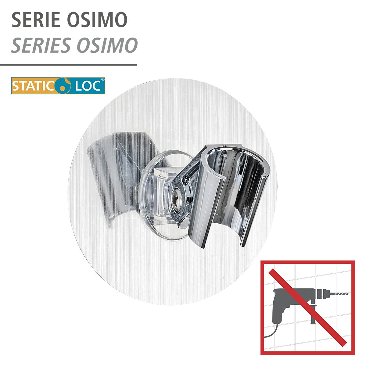 wenko-static-loc-osimo-duschkopfhalter-silber-halterung-ohne-bohren-9-5-x-6-2-cm image 2